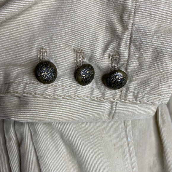 Michael Kors corduroy blazer tan, brass buttons pleated, pockets banded collar S - Picture 5 of 9